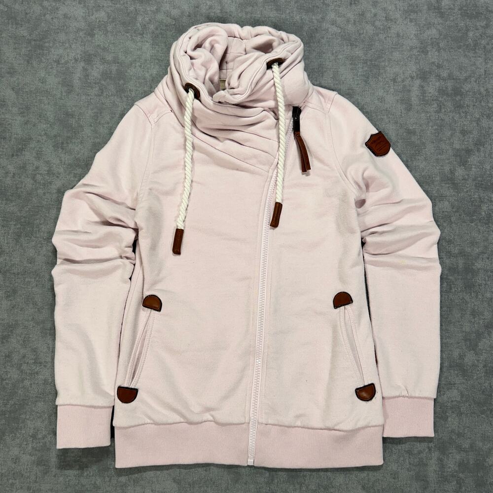 Wanakome Athena Jacket Womens Small Blush Pink Asymmetrical Full Zip Cowl Neck